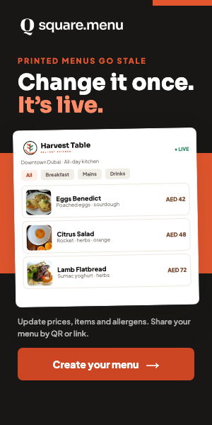 Advertisement for the Square Menu digital menu platform.