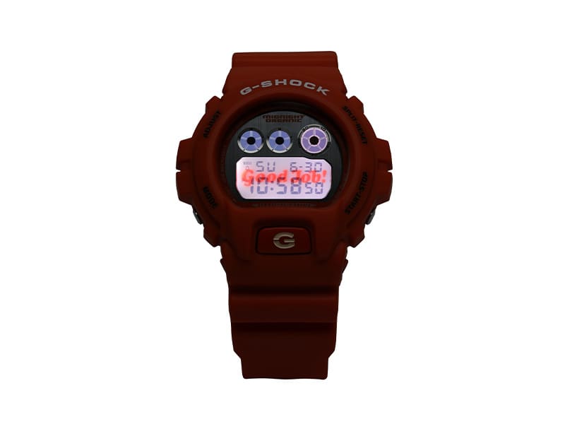 Official LED backlight image of the G-SHOCK x Midnight Organic DW6900MO26-4