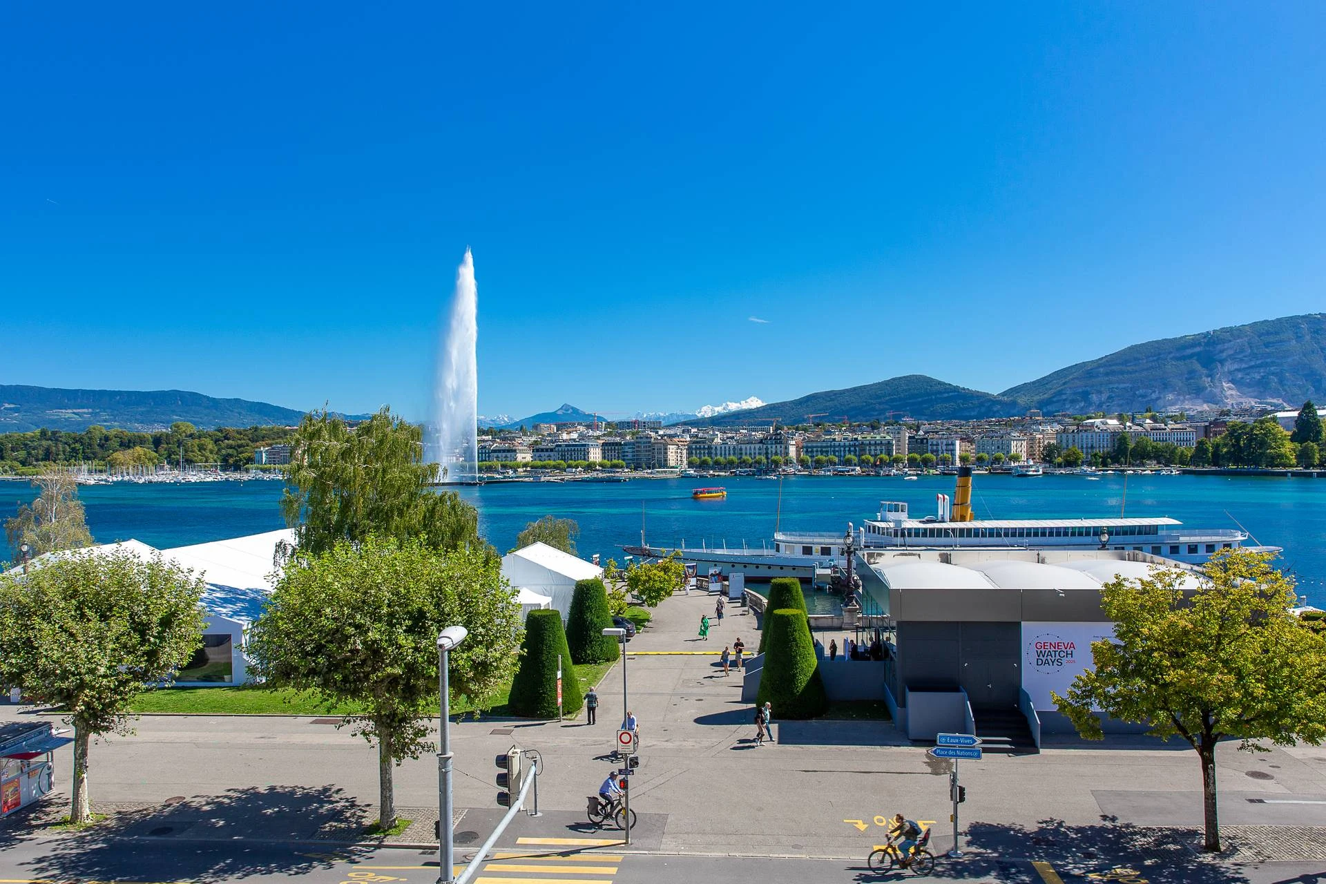 Geneva Watch Days Pavilion beside Lake Geneva and the Jet d Eau