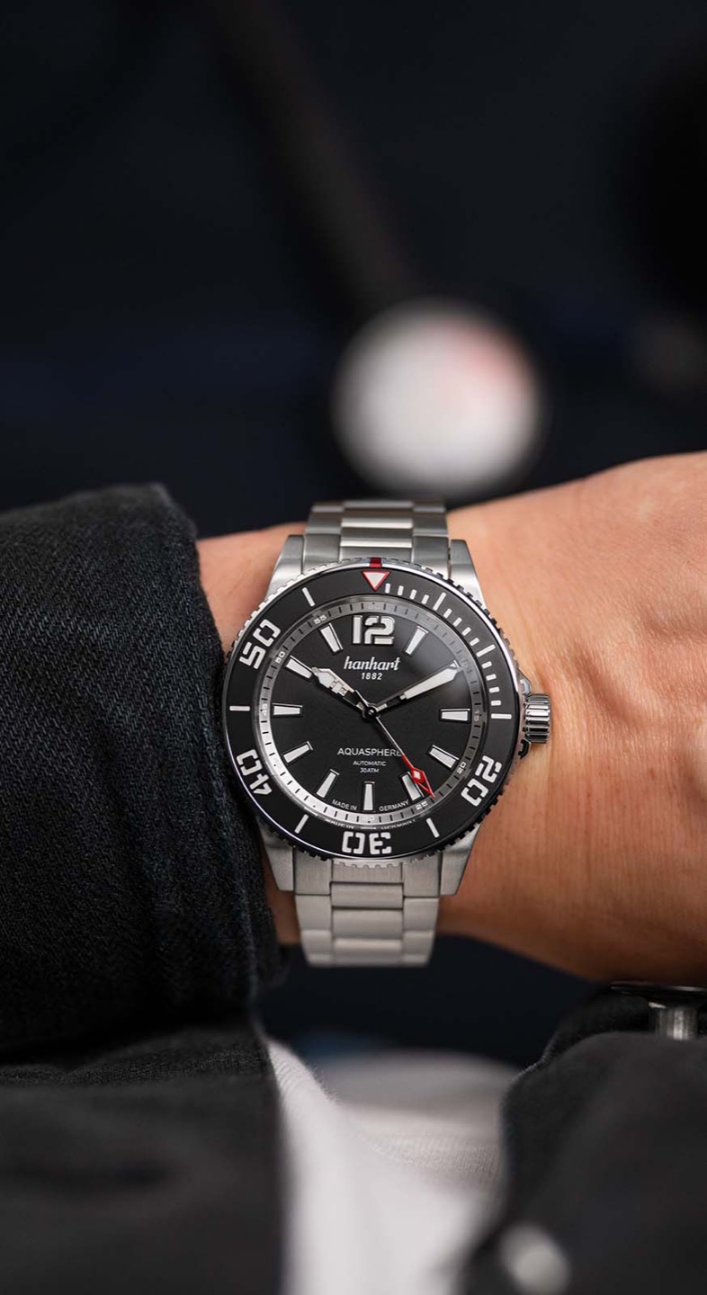 Hanhart AQUASPHERE Matte Black 42 official wristshot