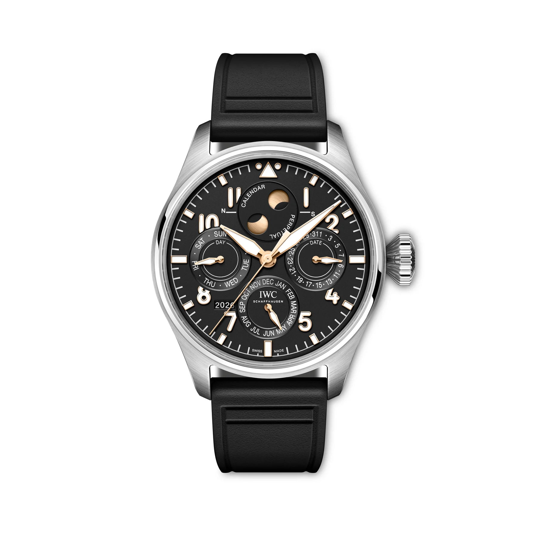 IWC Big Pilot’s Watch Perpetual Calendar ProSet 140 Years Mercedes-Benz IW329603 front view.