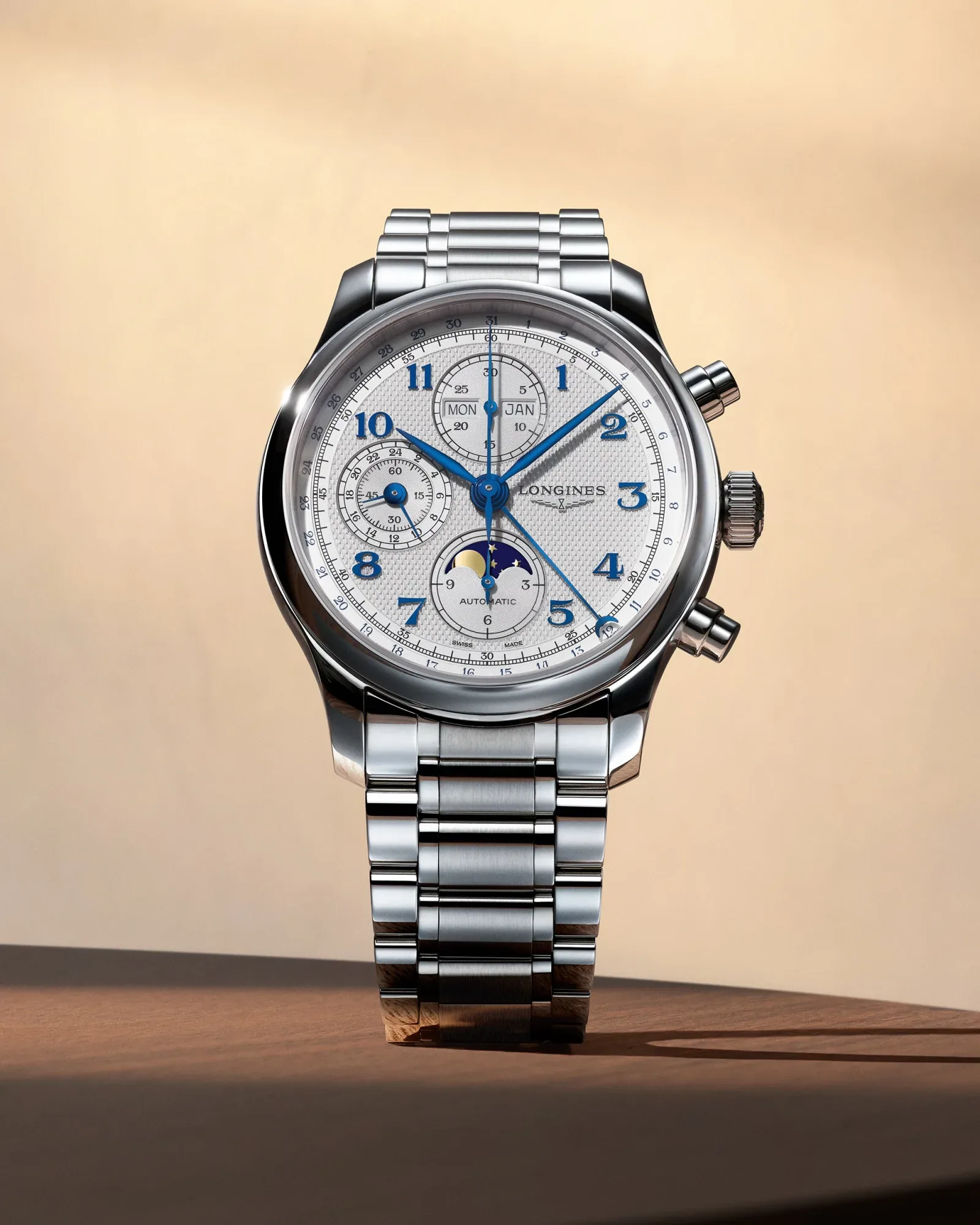 Full view of Longines Master Collection Chronograph Moonphase L2.962.4.73.6