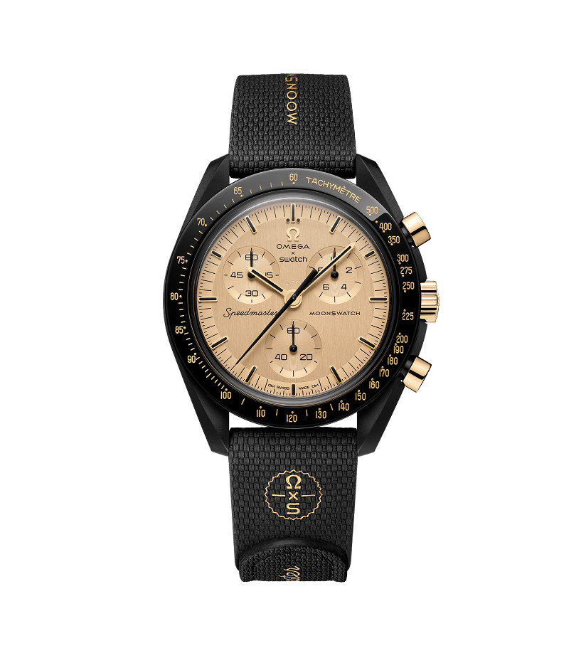 Official full front image of the Swatch x OMEGA Mission To The Moon 1969