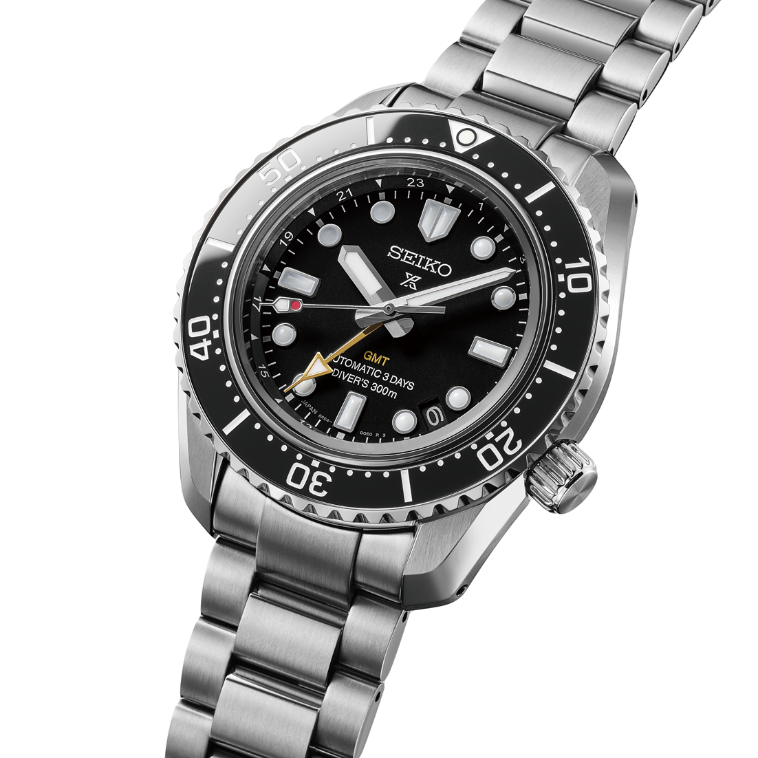 Official Seiko product image of the new black 1968 Heritage Diver’s GMT variant