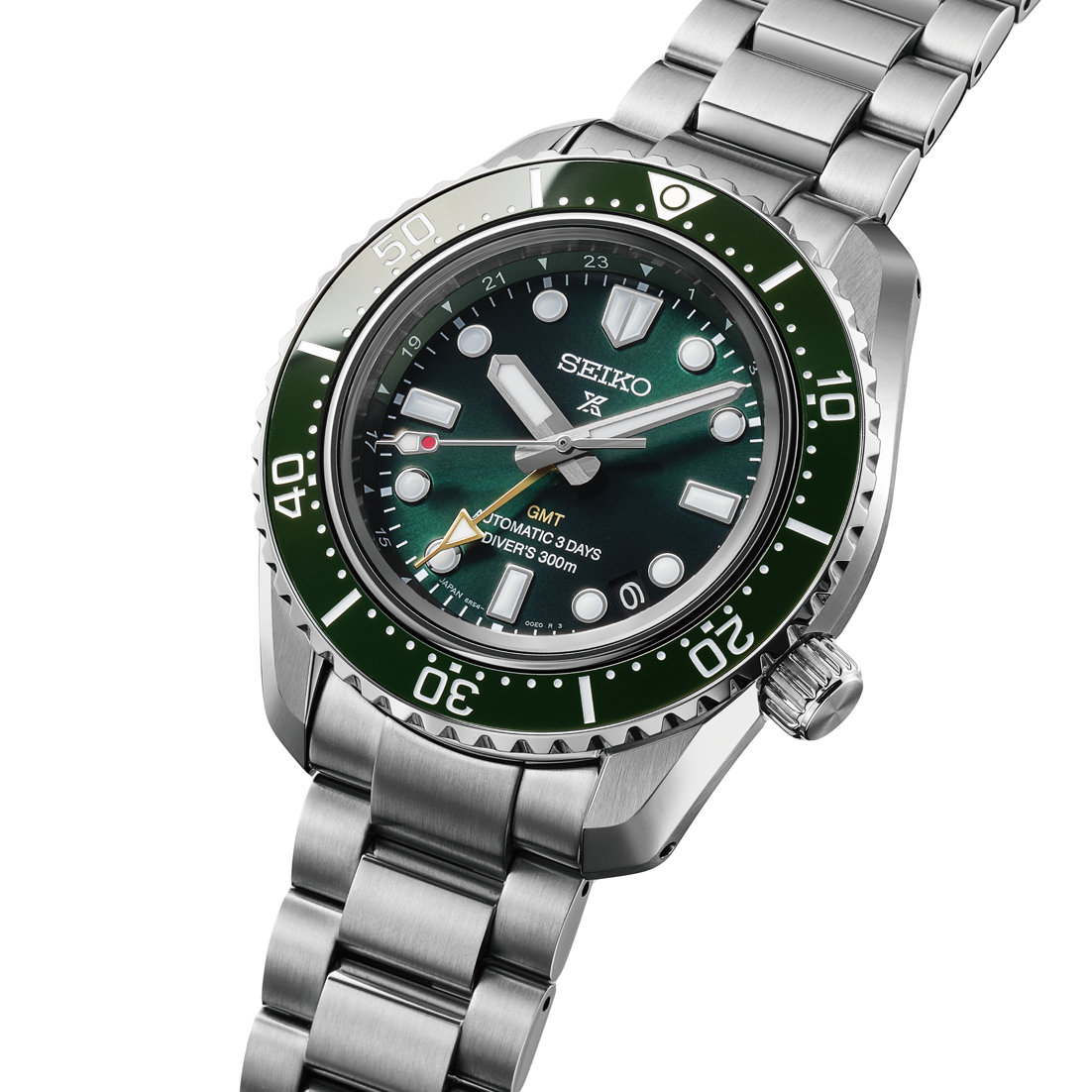 Official Seiko product image of the green 1968 Heritage Diver’s GMT variant