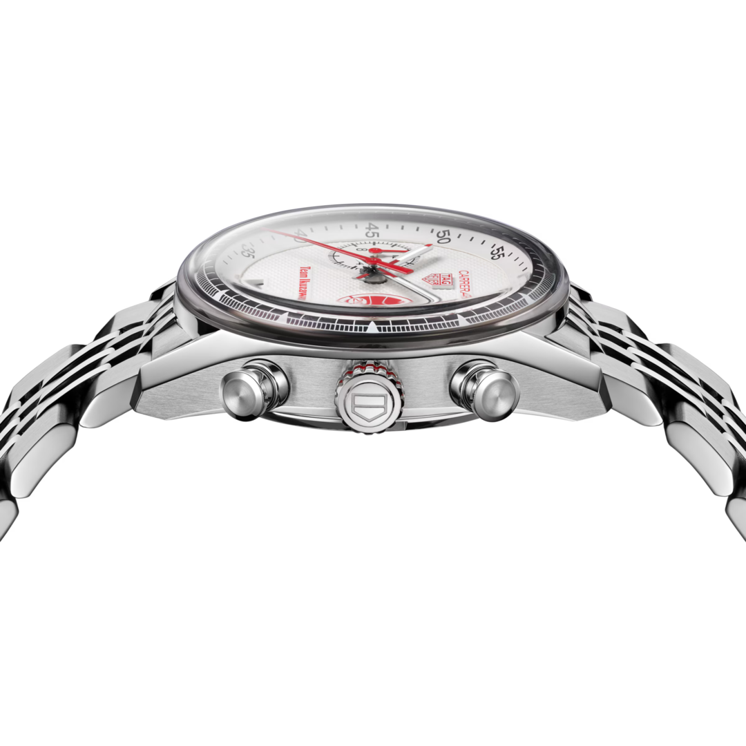 Official side profile of the TAG Heuer Carrera Chronograph x Team Ikuzawa