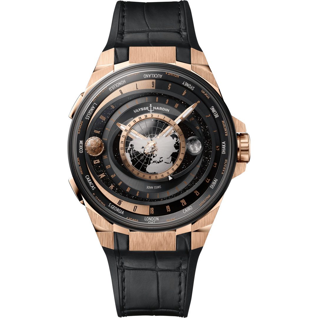 Official front image of the Ulysse Nardin Blast Moonstruck rose-gold astronomical watch